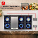 48 In. Gas Rangetop /w 6 Deep Recessed Sealed Burners & Griddle