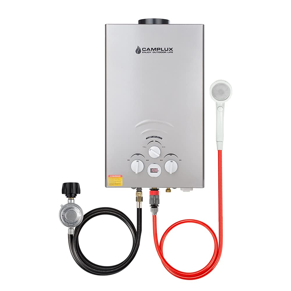 Grauer tragbarer Durchlauferhitzer mit Propan – 8 l, 2,11 GPM