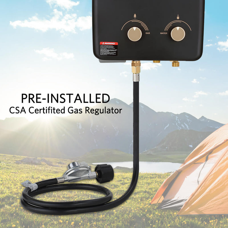 Tankless Water Heater, thermomate 5L Portable Propane Gas Water Heater with Overheating Protection, 1.32 GPM, Outdoor Instant Water Heater for RV Camping, 34,000 BTU/Hr, Easy to Install, Black
