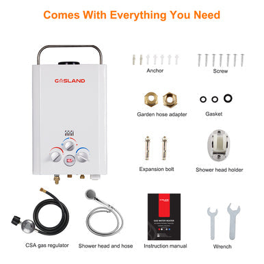 Outdoor Portable Tankless Water Heater-1.58GPM 6L-   White
