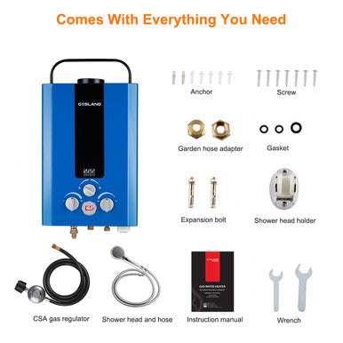 Outdoor Portable Tankless Water Heater-1.58GPM 6L-   Blue