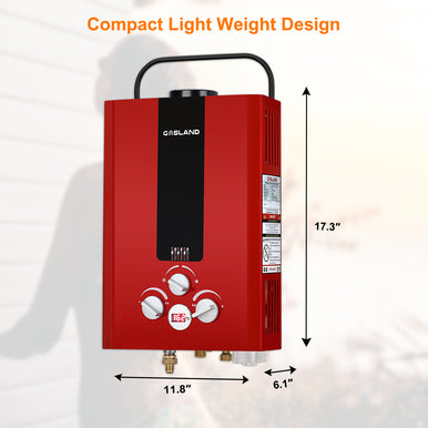Outdoor Portable Tankless Water Heater-1.58GPM 6L- Red