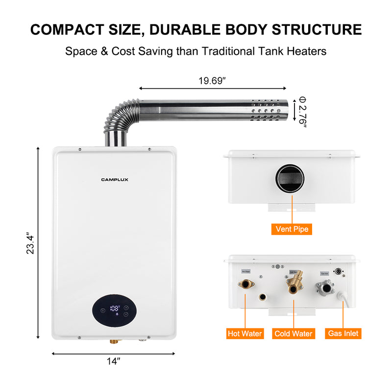 Camplux Tankless Propane Water Heater - 5.28 GPM