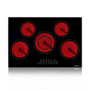 Electric Cooktop, thermomate 30 Inch Built-in Radiant Electric Stove Top, 240V Ceramic Electric Stove with 5 Burners, 9 Heating Level, Timer & Kid Safety Lock, Sensor Touch Control