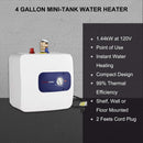 thermomate Mini Tank Electric Water Heater ES400 4 Gallons Point of Use Water Heater for Instant Hot Water Under Kitchen Sink 120V 1440W