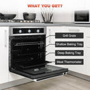 Single Wall Oven, thermomate 24" Built-in Electric Oven with 5 Cooking Functions, 2.3 Cu.ft. Electric Wall Ovens with Stainless Steel Finish, Mechanical Knobs Control, ETL Certified