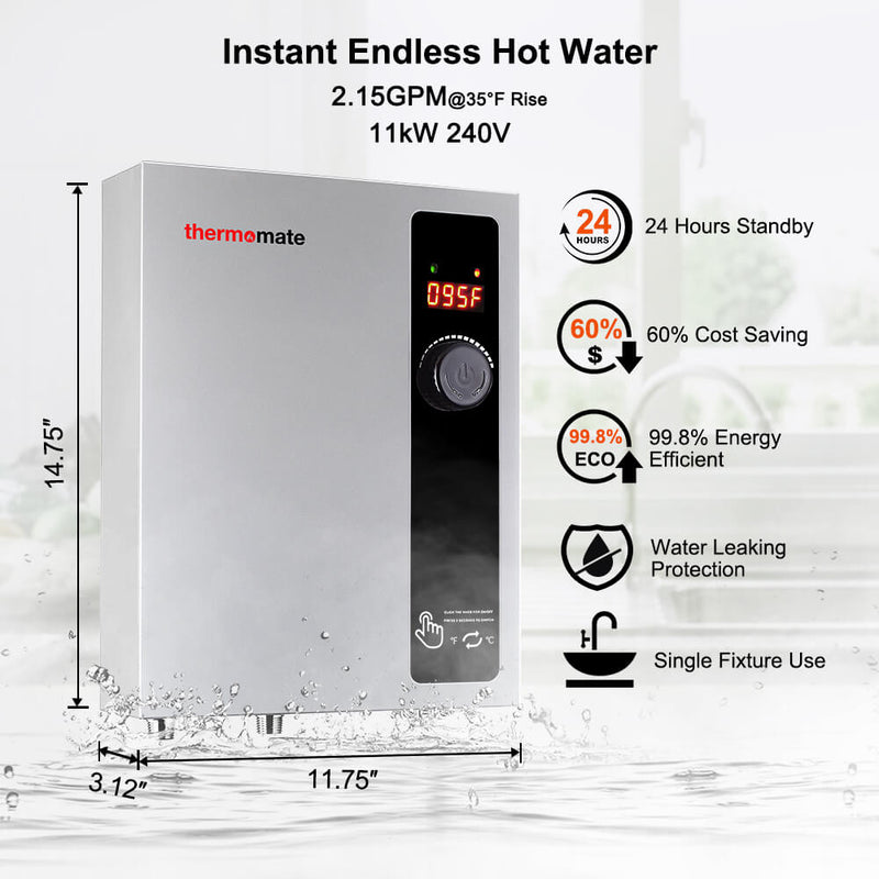 thermomate Electric Tankless Water Heater, 11kW at 240 Volt, 