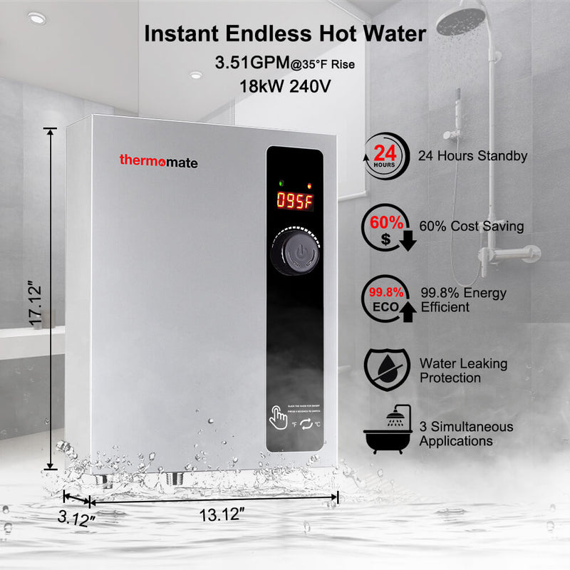 Tankless Electric On Demand Instant Hot Water Heater - 240V | 6kW