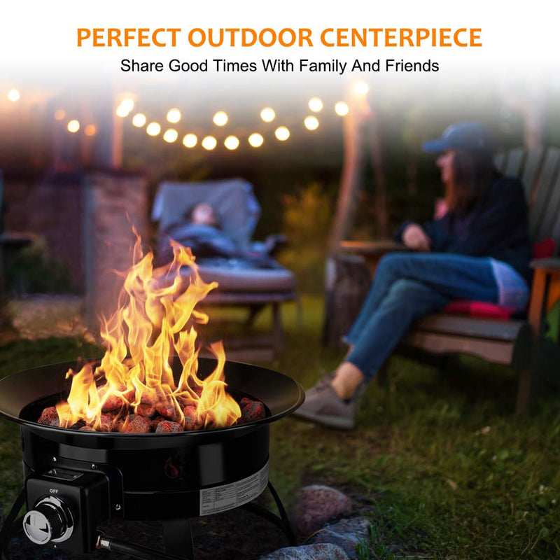 Camplux Outdoor Portable Propane Gas Fire Pit - Auto-Ignition