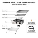 Camplux Portable Outdoor Propane Gas Griddle Grill - 15,000 BTU