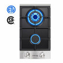 12 In. Convertible Gas Cooktops -Black Tempered Glass