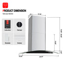 Gasland Chef 30'' Wall Mount Vent Hood - Sensor Touch Control - Size