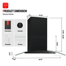36''Wall Mount Vent Hood with Tempered Glass -Push Button Control-Black