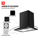 36''Wall Mount Vent Hood with Tempered Glass -Push Button Control-Black
