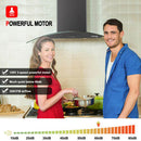 36''Wall Mount Vent Hood with Tempered Glass -Push Button Control-Black