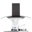 36''Wall Mount Vent Hood with Tempered Glass -Push Button Control-Black