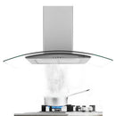 36''Wall Mount Vent Hood with Tempered Glass -Push Button Control-Stainless Steel