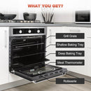 24'' Single Wall Oven, thermomate Natural Gas Wall Oven with 5 Cooking Functions and Rotisserie, 13600 BTU Built-in Stainless Steel Oven with Mechanical Knobs Control, CSA Certified