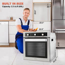 24'' Single Wall Oven, thermomate Natural Gas Wall Oven with 5 Cooking Functions and Rotisserie, 13600 BTU Built-in Stainless Steel Oven with Mechanical Knobs Control, CSA Certified