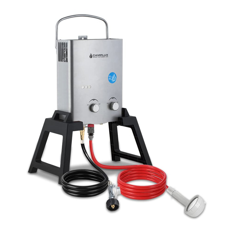 Camplux Gray 1.32 GPM Outdoor Tankless Gas Water Heaters w/ Freestanding Stand and Carry Bag