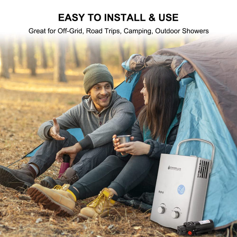 Camplux Gray 1.32 GPM Outdoor Tankless Gas Water Heaters w/ 1.2 GPM Water Pump - Install&Use