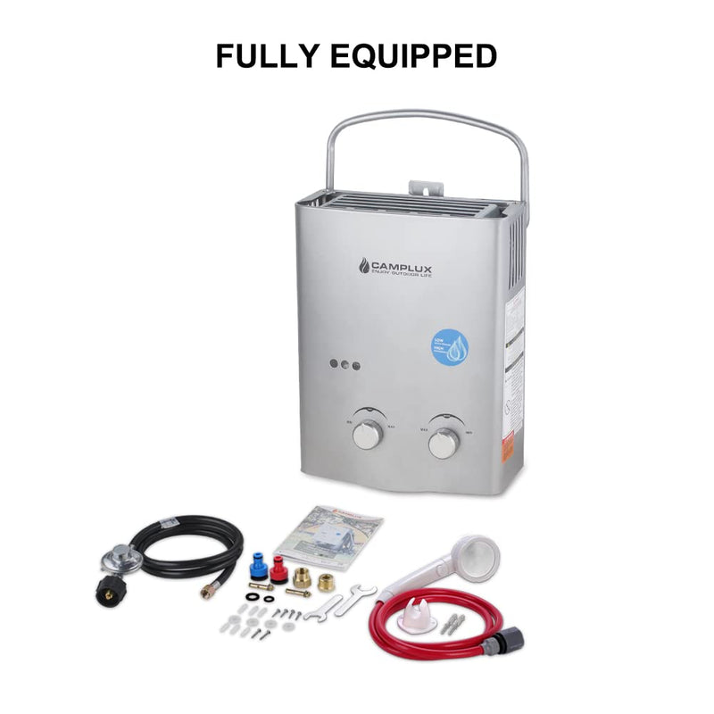 Camplux 5L 1.32 GPM Outdoor Portable Propane Gas Tankless Water Heater With  1.2 GPM Water Pump