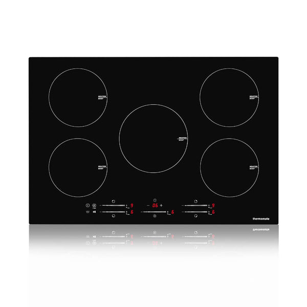 Electric Cooktop, thermomate 30 Inch Built-in Induction Stove Top, 240V Electric Smoothtop with 5 Boost Burner, 9 Heating Level, Timer & Kid Safety Lock, Sensor Touch Control & Keep Warm Function