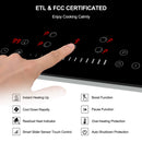 36 Inch Induction Cooktop, thermomate Built-in Electric Stove Top, 240V Electric Smoothtop with 5 Boost Burner, 9 Heating Level, Timer, Kid Safety Lock, Keep Warm Function, ETL & FCC Certified