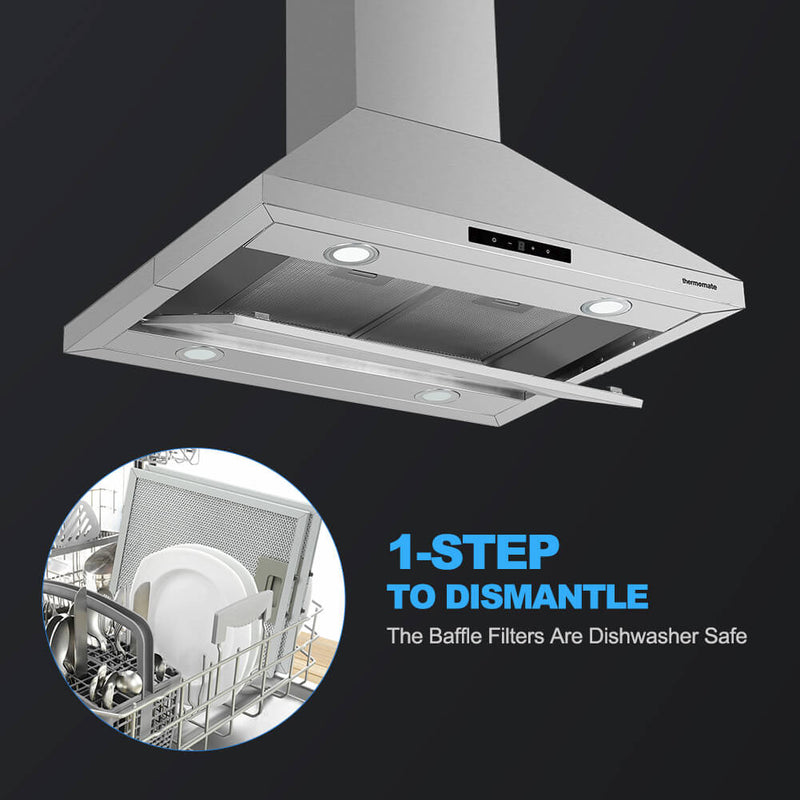 Thermomate 30'' Island Range Hood - 350 CFM - Touch Control