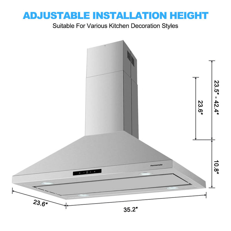 Thermomate 36‘’ Island Range Hood - Touch Control