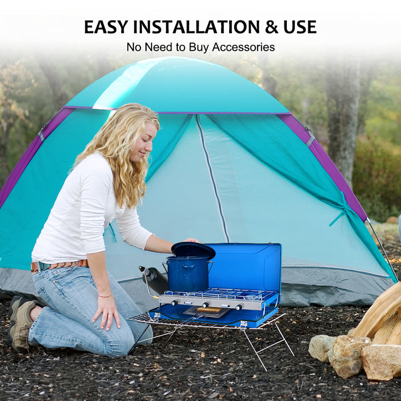 campingkocher im zelt Propan-Campingkocher mit 1 Grill und 2 Brennern – 20.400 BTU