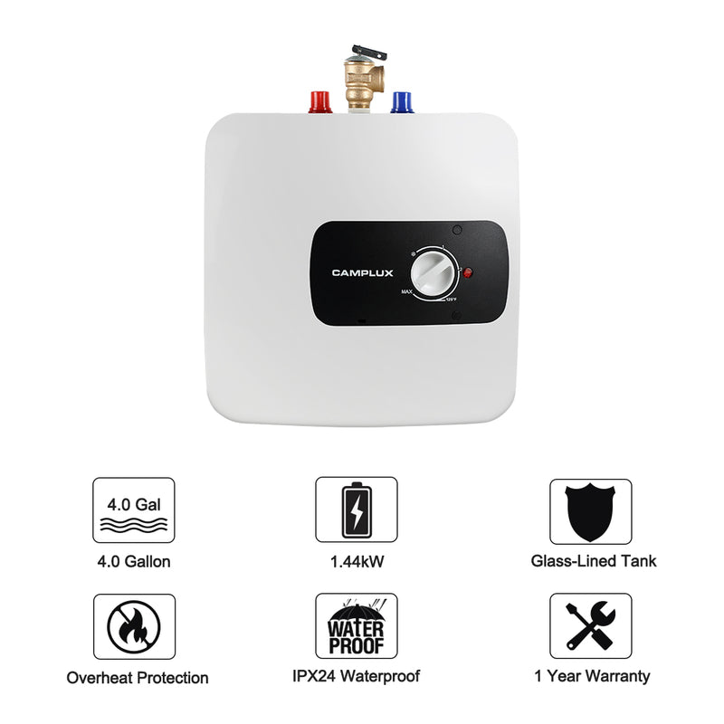 CAMPLUX ENJOY OUTDOOR LIFE Camplux 4 gal. Residential Point of Use Mini  Tank Electric Water Heater ME40-N1 - The Home Depot