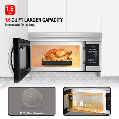 30 In. Over-the-Range Microwave Oven W/ 1.6 Cu. Ft. Capacity, 1000 Watts, 300 CFM in Stainless Steel