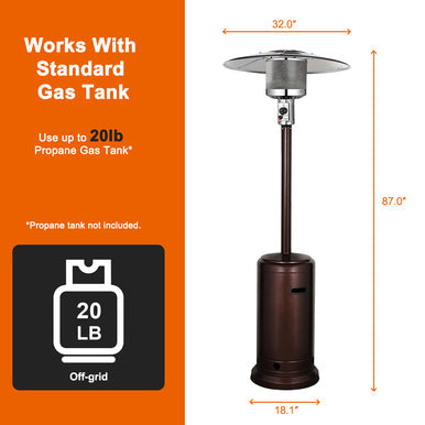 87''Outdoor Patio Heater-Warm Area Up to 132 sq. ft - Bronze