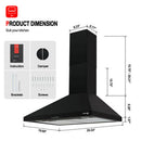30'' Wall Mount Range Hood-Push Button Control-Black