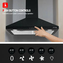 30'' Wall Mount Range Hood-Push Button Control-Black