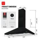 36" Wall Mount Range Hood  -Push Button Control-Black