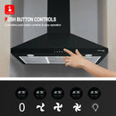 36" Wall Mount Range Hood  -Push Button Control-Black