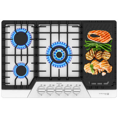 30 In. Pro-Style Gas Cooktops w/ Reversible Cast Iron Grill/Griddle