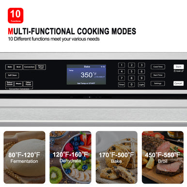 30''Built-in Electric Wall Oven-10 Functions-Stainless Steel