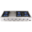 48 In. Gas Rangetop /w 6 Deep Recessed Sealed Burners & Griddle