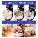 Tecnolove 6-Quart 12-Speed Stand Mixer - All Metal with Mixing Bowl - Black