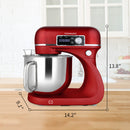 Tecnolove 6-Quart 12-Speed Stand Mixer - All Metal with Mixing Bowl - Red