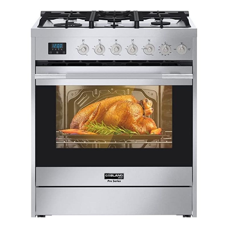 30'' Slide-in Gas Range with 5 Sealed Gas Burners & 5.0 cu. ft. Capacity Convection Oven