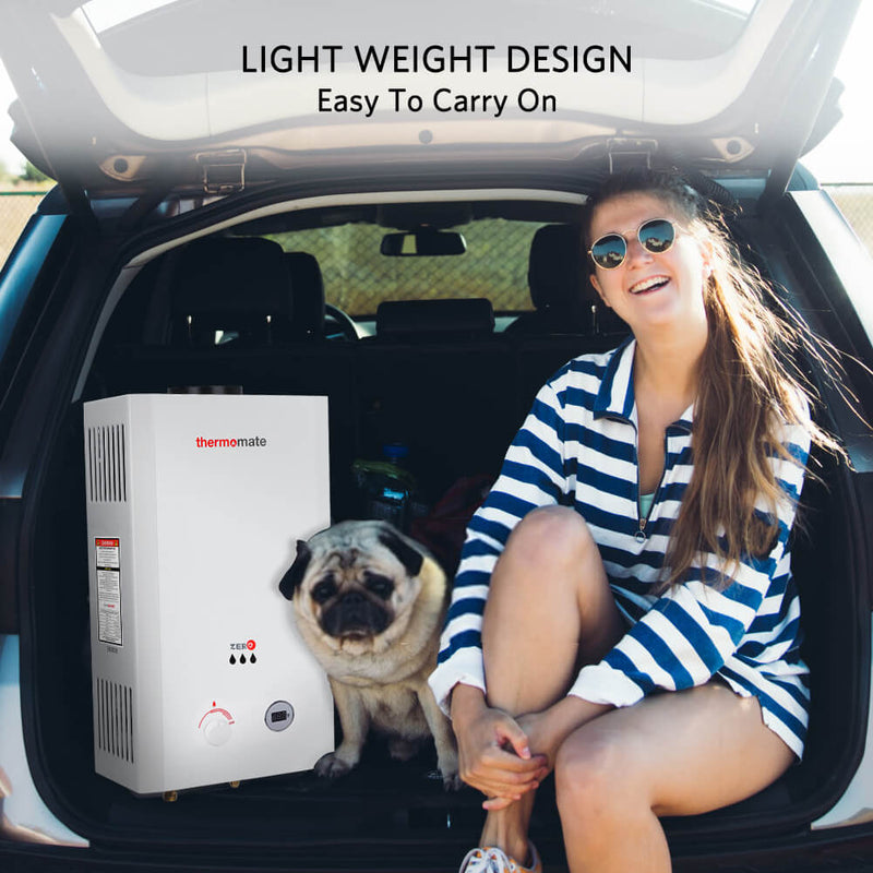 thermomate 16L Outdoor Water Heater, 4.23 GPM Propane Gas Water Heater, Overheating Protection, Instant Tankless Water Heater for Camping, 0.7PSI Low Water Pressure Startup, White