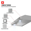 30" Under Cabinet Range Hood-Push Button Control-Stainless Steel