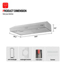 30" Under Cabinet Range Hood-Push Button Control-Stainless Steel
