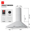 30" Wall Mount Range Hood  -Push Button Control-White