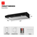 30'' Ducted Vent Hood-Push Button Control-Black