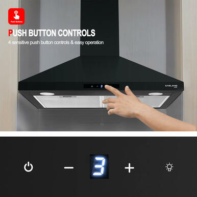 30"Anti-fingerprint Wall Mount Range Hood-Sensor Touch Control-Black